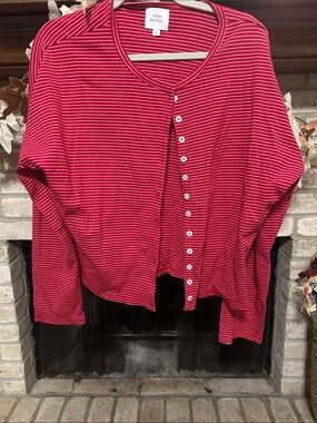 Things Between Red Striped Button-Down Shirt EUC
